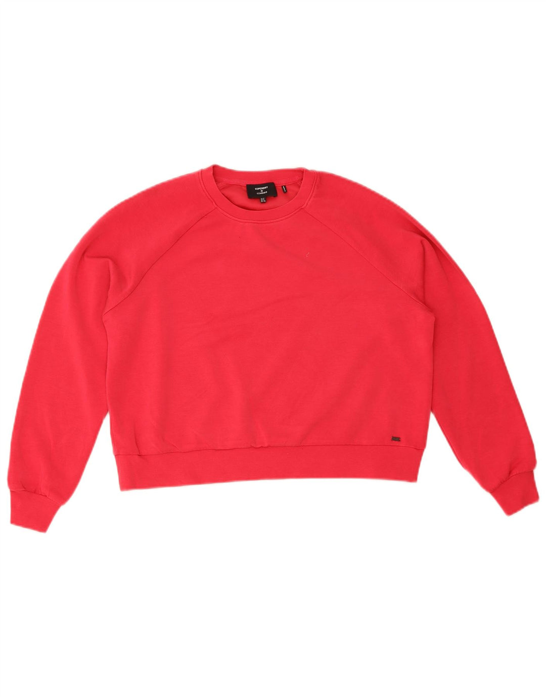 Superdry Mujer Crop Oversize Sudadera Jumper UK 8 Small Rojo Poliéster