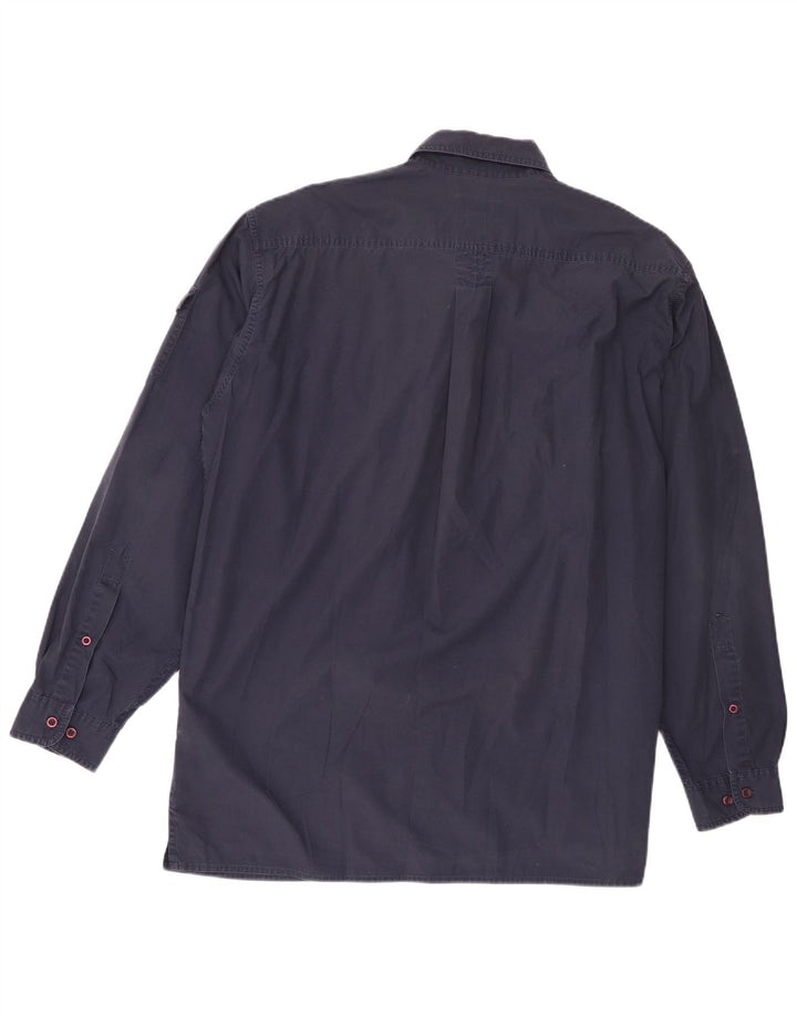 Marlboro Classics Camisa Militar Hombre XL Azul Marino Algodón