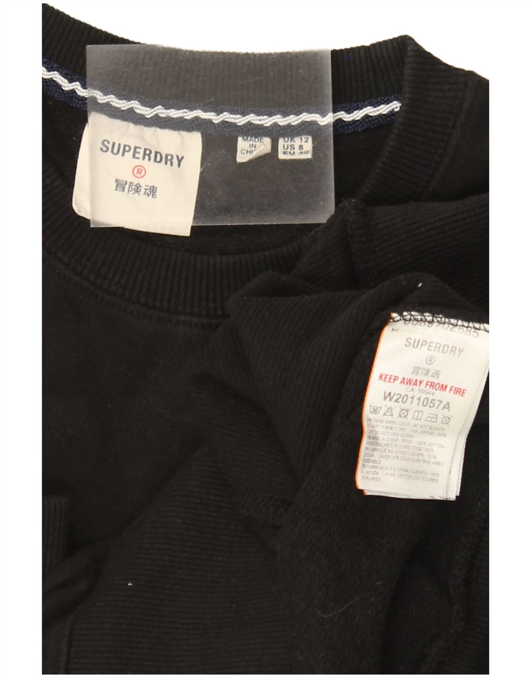 Superdry Mujer Sudadera Gráfica Jumper UK 42 Medium Negro Colorblock