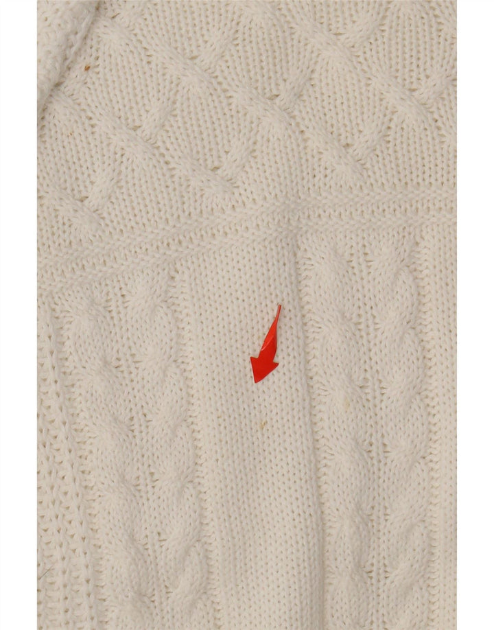 VINTAGE Mujer Barco Cuello Jersey Suéter Reino Unido 14 Blanco Grande