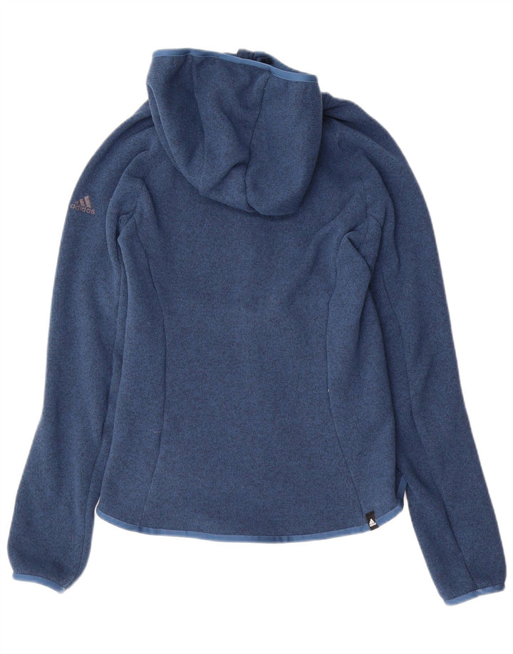 ADIDAS Womens Zip Hoodie Sweater UK 10 Small  Blue Polyester
