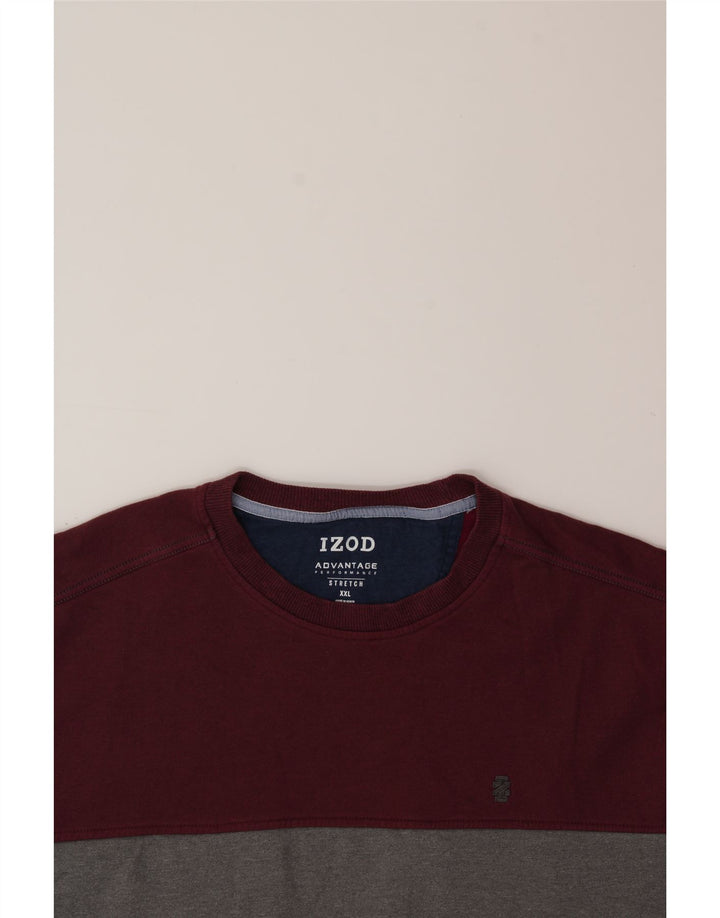IZOD Sudadera elástica para hombre Jersey 2XL Gris Colorblock Poliéster