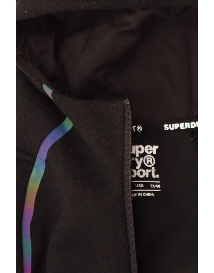 Superdry Sudadera con capucha y cremallera gráfica para mujer Reino Unido 40 Mediano Poliéster negro