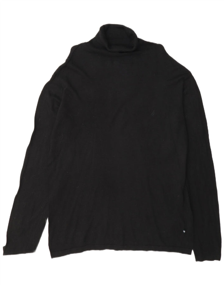 Nautica Jersey de cuello vuelto para hombre, talla 2XL, algodón negro