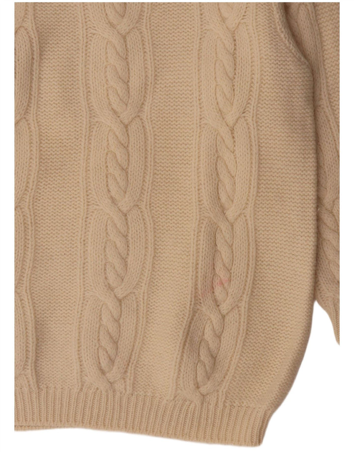 Benetton Jersey Con Cuello Alto Para Mujer UK 44 Large De Lana Blanco Roto