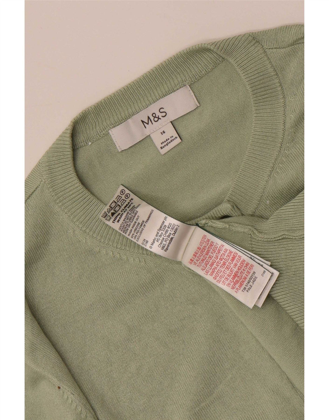 Marks & Spencer Suéter tipo cárdigan para mujer UK 44 Viscosa verde medio