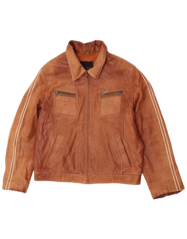David Moore Chaqueta de cuero para hombre IT 54 2XL Marrón