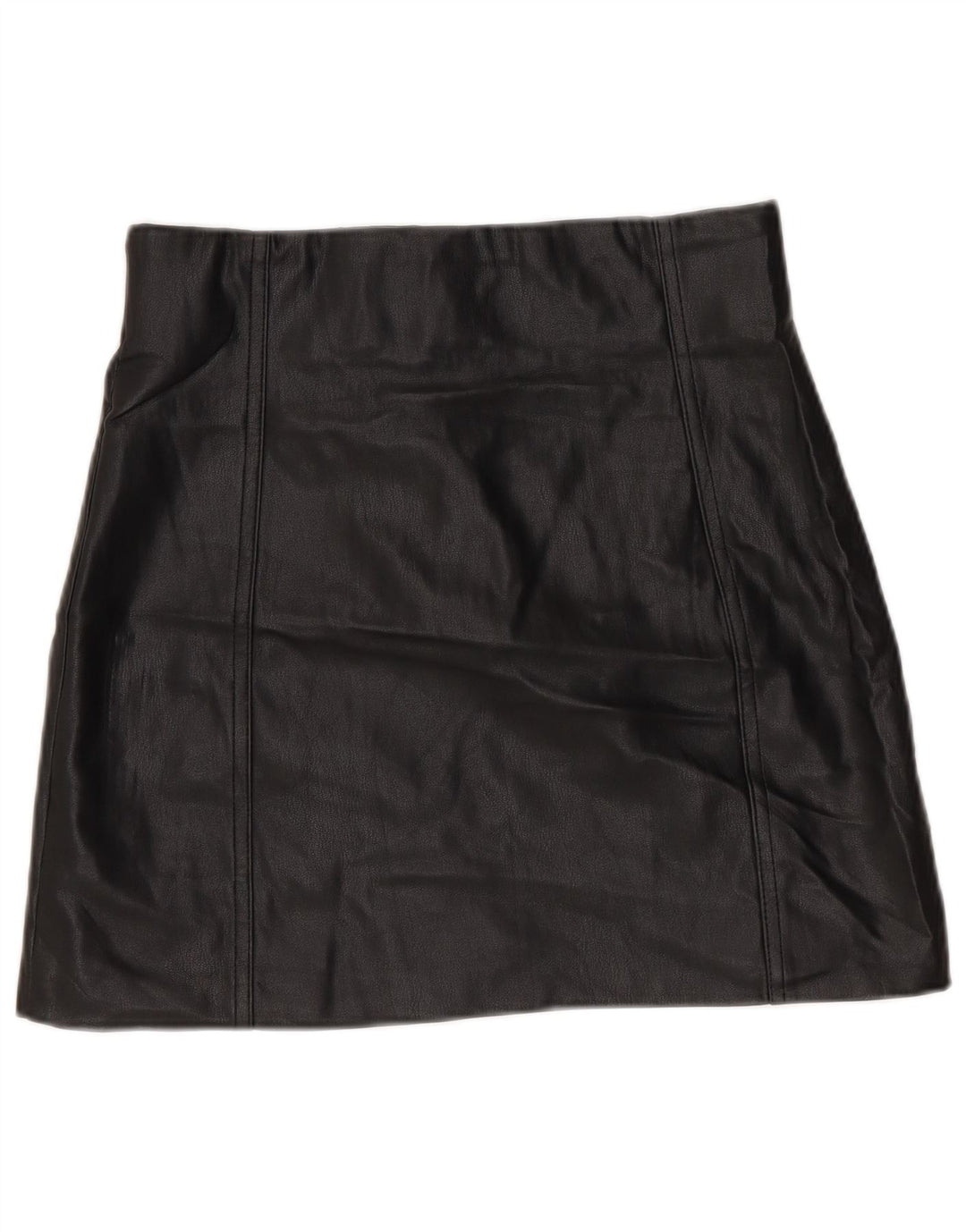 Zara Mujer Minifalda De Piel Sintética Pequeña W26 Poliuretano Negro