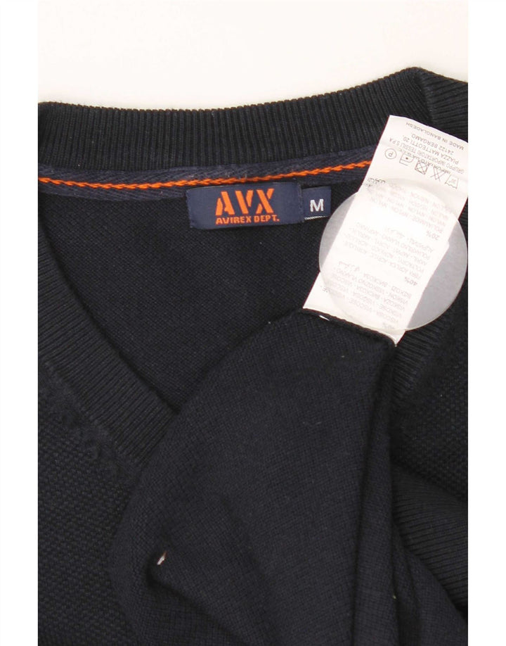 Avirex Jersey De Punto Con Cuello En V Para Hombre Viscosa Azul Marino Medio