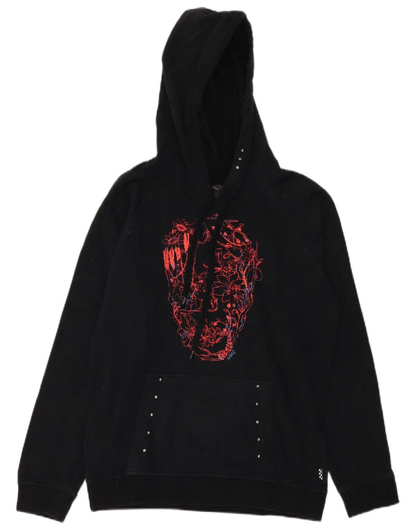 Vans Womens Graphic Hoodie Jumper UK 14 Medium Black
