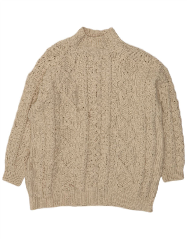 Zara Mujer Suéter De Cuello Alto De Gran Tamaño UK 46 Large Beige