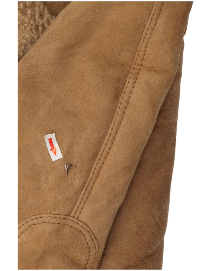 Vintage hombres bombardero shearling chaqueta EU 50 grande beige shearling