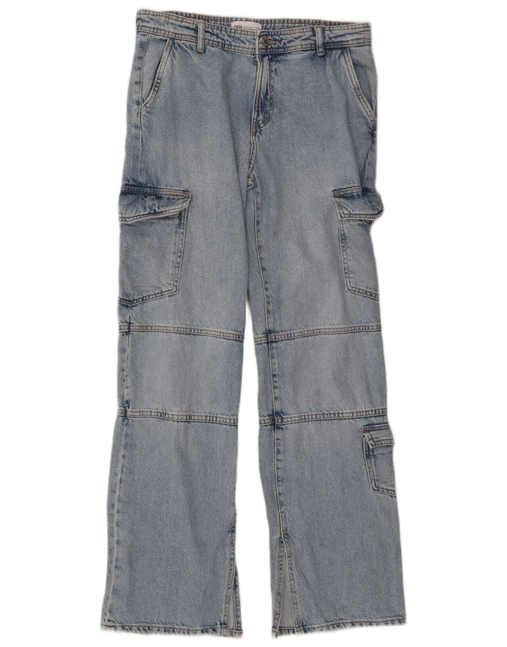 Zara Jeans Rectos Cargo para Mujer EU 38 Small W32 L32 Azul