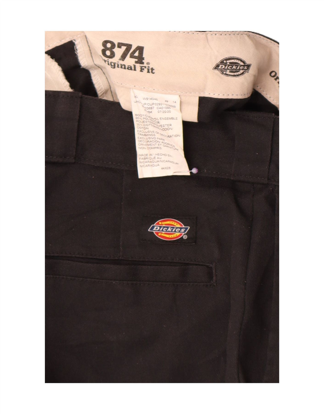 Dickies Mens 874 Original Fit Pantalones Cortos W44 L23 Poliéster Negro
