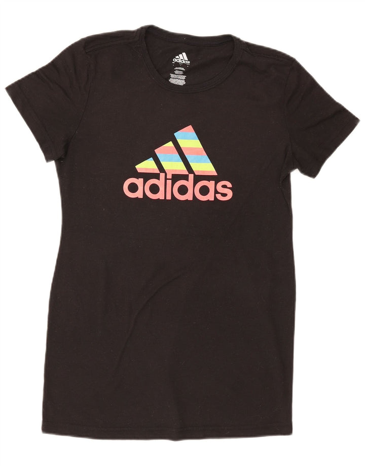 ADIDAS Camiseta gráfica para mujer Top UK 44 Grande Poliéster negro