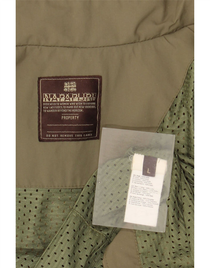 Napapijri Chaqueta impermeable para mujer UK 46 Large Khaki Nylon