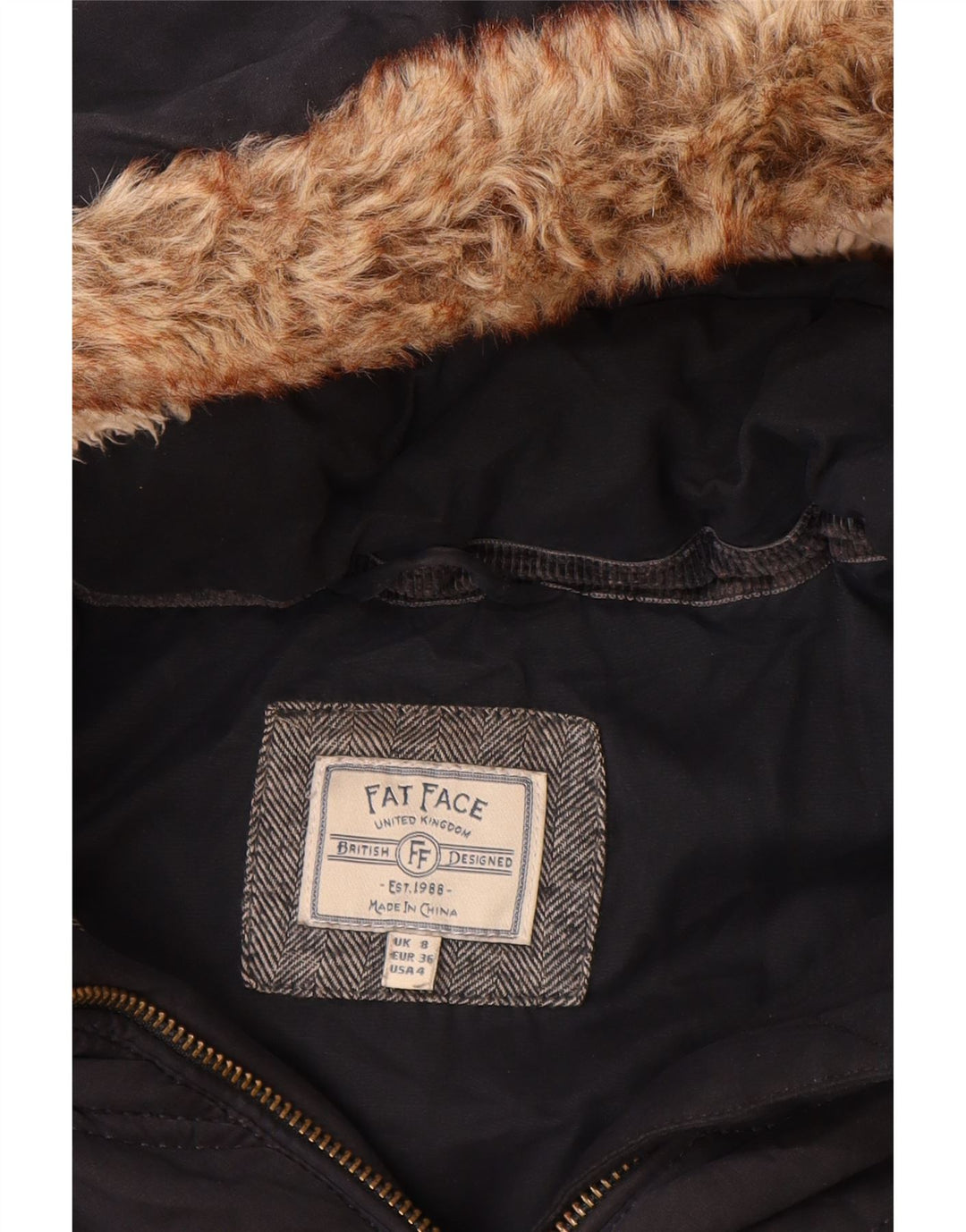 Abrigo acolchado con capucha para mujer Fat Face UK 8 Small Poliéster azul marino