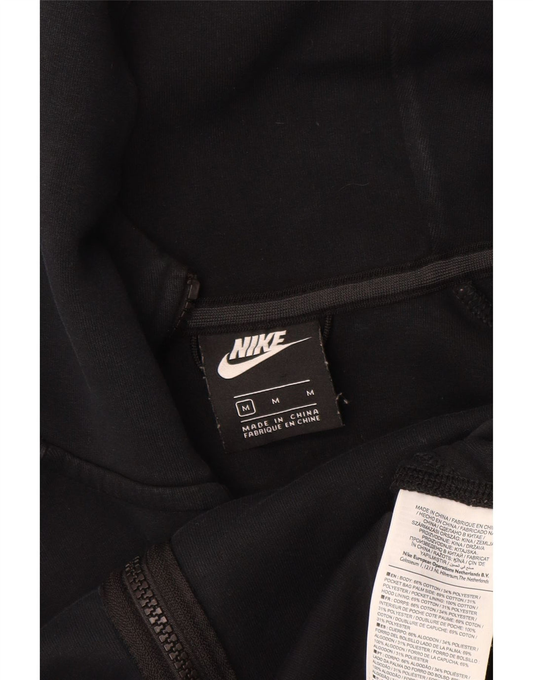 NIKE Sudadera con capucha y cremallera para hombre, algodón negro mediano