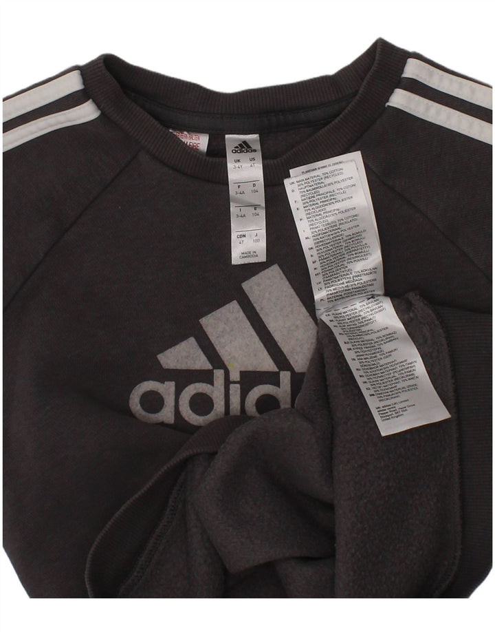 ADIDAS Boys Graphic Sweatshirt Jumper 3-4 Years Grey Cotton