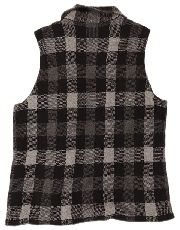 Chaps Suéter tipo cárdigan sin mangas para mujer UK 18 XL Algodón a cuadros gris