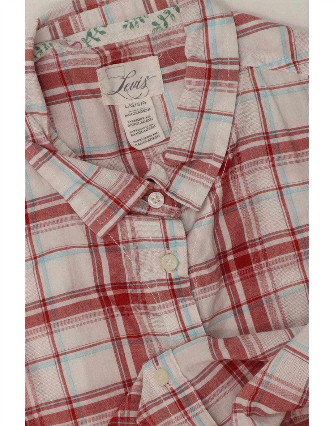 Levi's Camisa de manga corta para mujer UK 46 Large Red Check