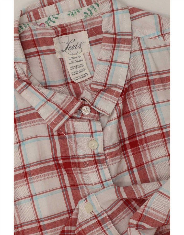 Levi's Camisa de manga corta para mujer UK 46 Large Red Check