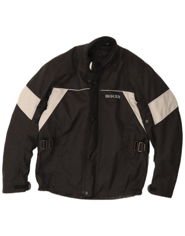 Biker Chaqueta Biker Racer para hombre Talla 50 Mediana Negro Colorblock Poliéster