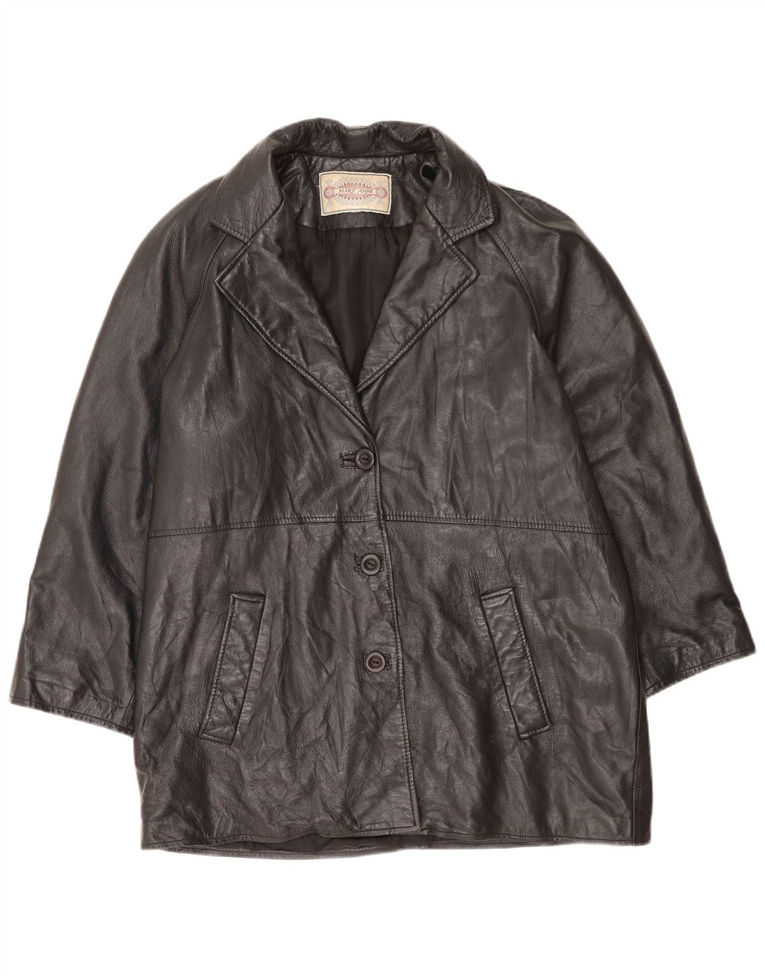 Mary Anne Chaqueta de cuero para mujer UK 40 XL Negro