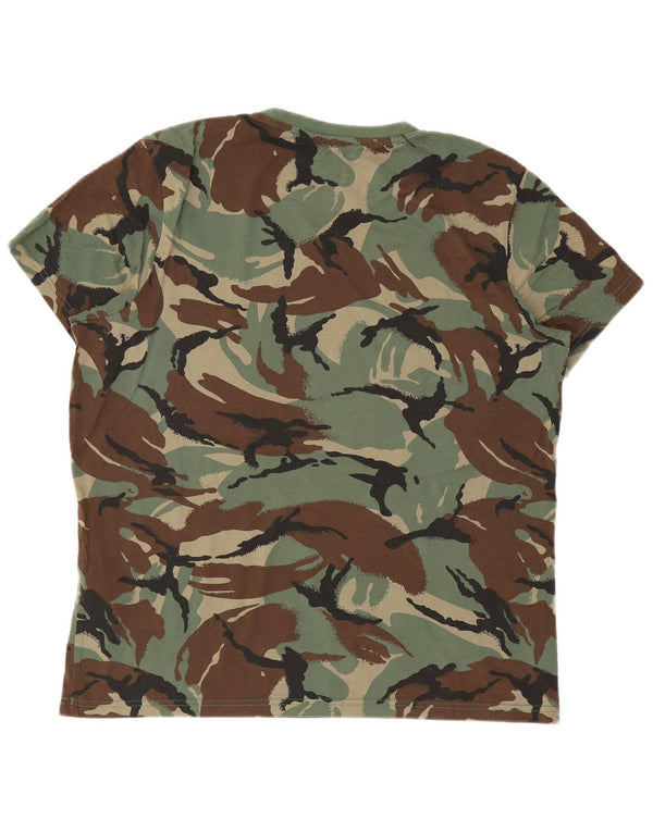 ADIDAS Camiseta Mujer Top UK 12/14 Algodón Camuflaje Verde Medio
