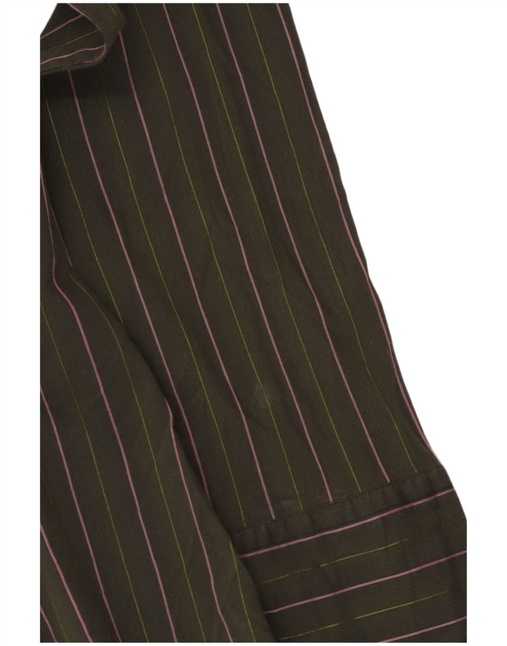 Camisa Benetton Mujer ES 44 Grande Algodón A Rayas Verde