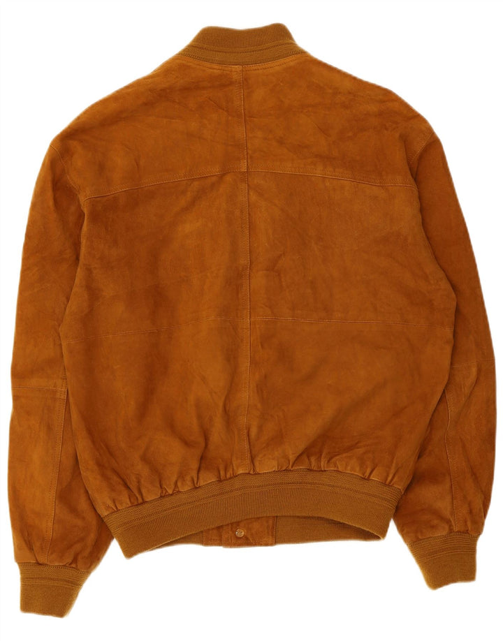 Vintage hombres ante bomber chaqueta IT 48 cuero beige medio