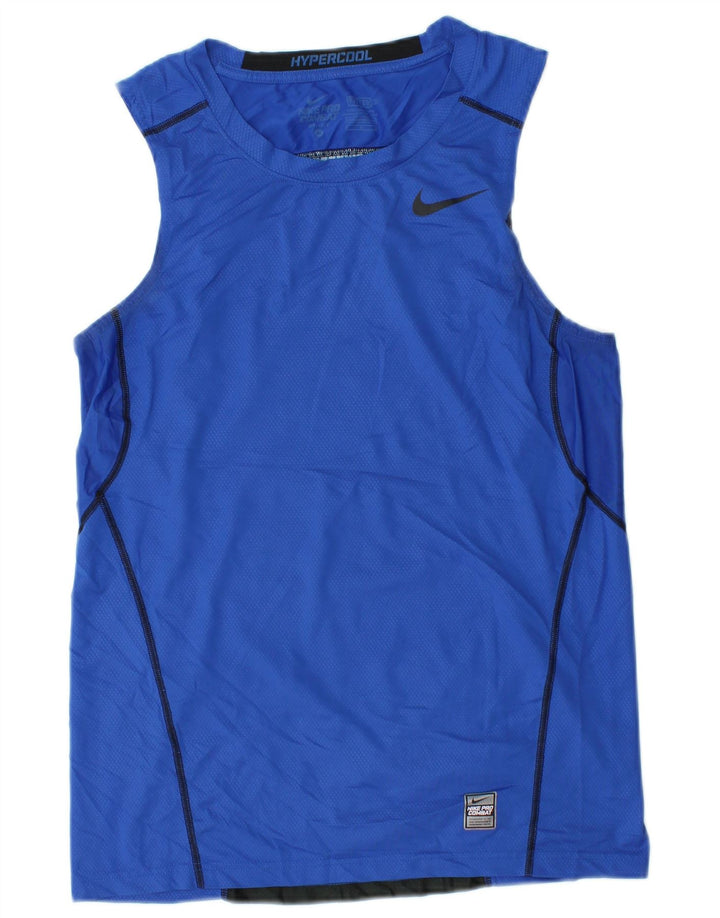 Nike - Camiseta gráfica para hombre, parte superior azul medio, poliéster con bloques de color
