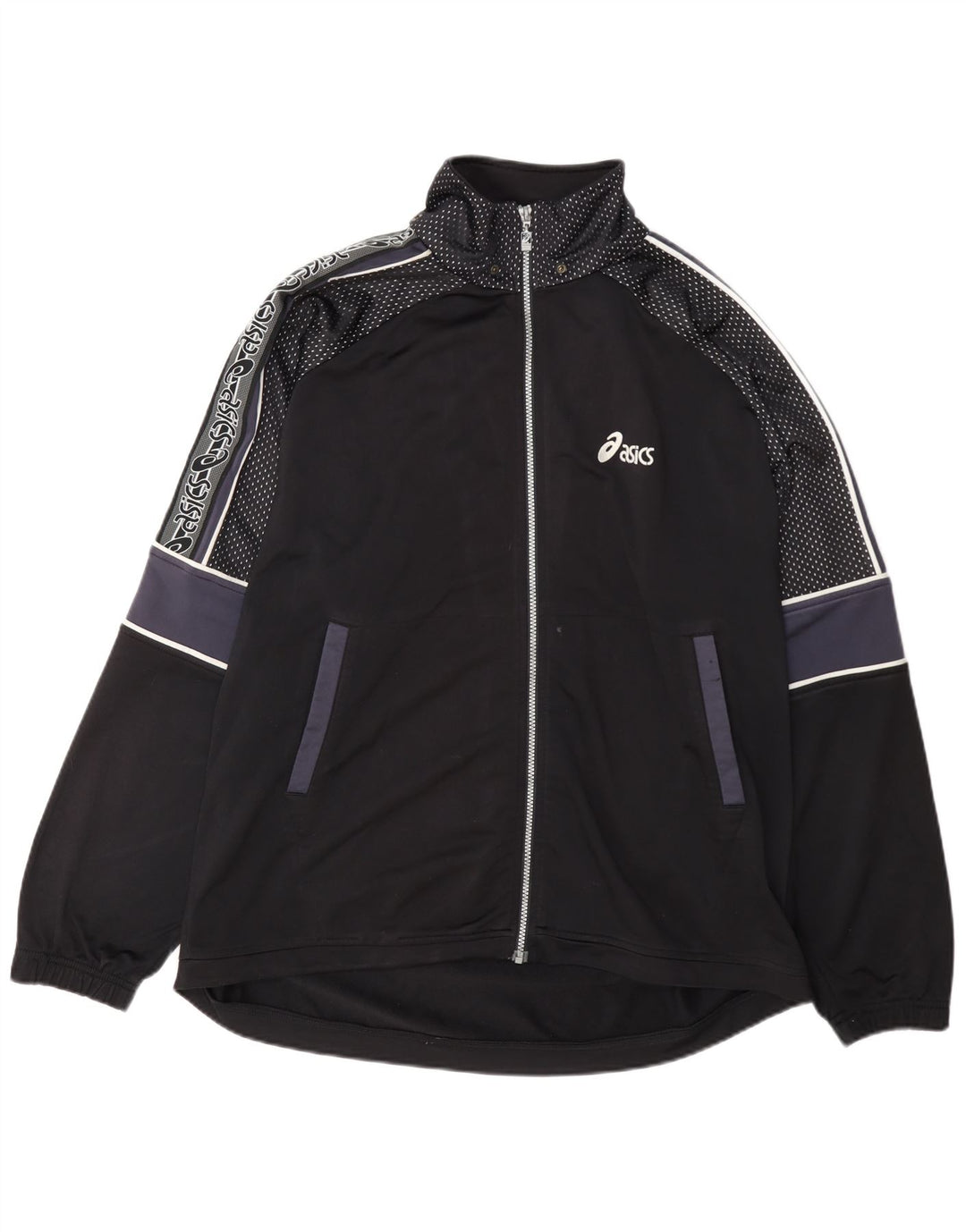 Asics Hombre Regular Fit Chándal Top Chaqueta XL Negro Colorblock