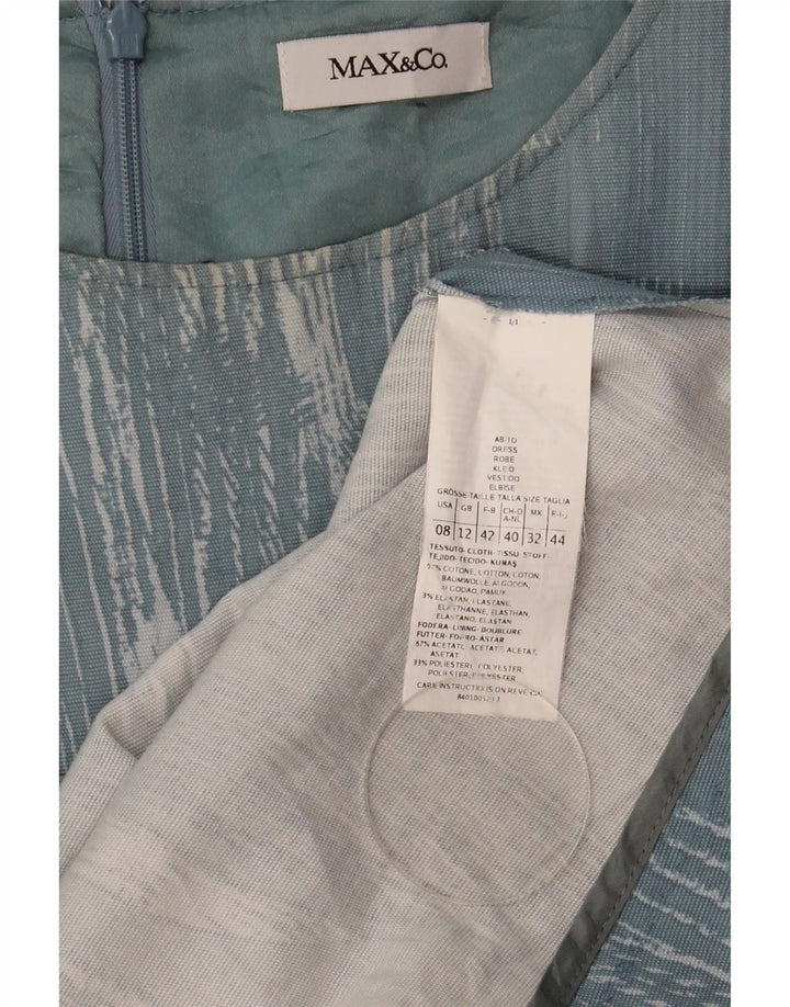 Max & Co. Vestido acampanado para mujer UK 42 Acetato moteado azul medio