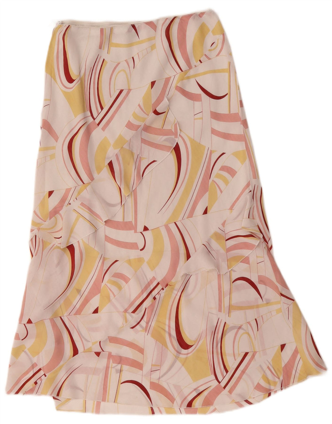 Vintage mujer patrón abstracto falda midi grande W32 blanco