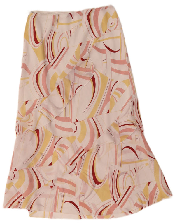 Vintage mujer patrón abstracto falda midi grande W32 blanco