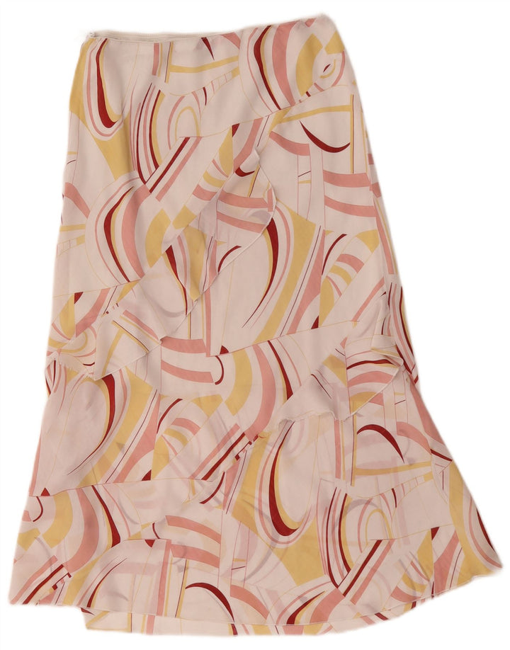 Vintage mujer patrón abstracto falda midi grande W32 blanco