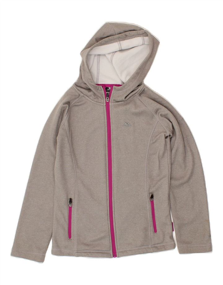 TRESPASS Girls Zip Hoodie Sweater 9-10 Years Grey Polyester Vintage Trespass and Second-Hand Trespass from Messina Hembry 