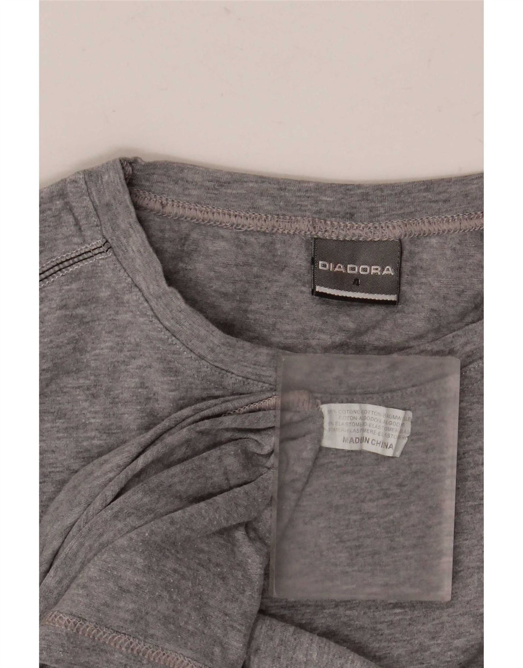 Diadora Hombre Camiseta Top Algodón Moteado Gris Medio