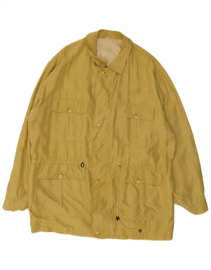 Vintage hombres chaqueta utilitaria Reino Unido 44 2XL seda amarilla