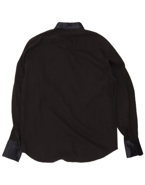 Camisa Benetton Hombre Grande Negro Algodón