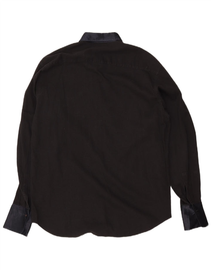 Camisa Benetton Hombre Grande Negro Algodón