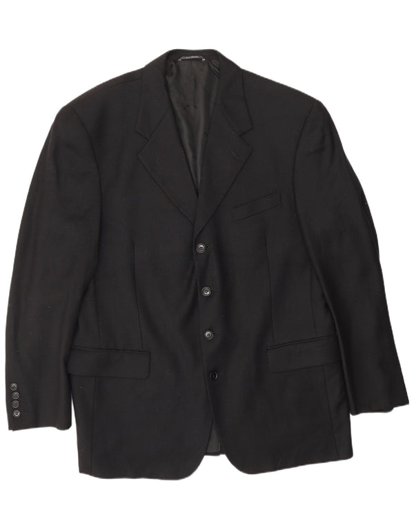 BIAGIOTTI Mens 4 Button Blazer Jacket IT 54 2XL Black Wool