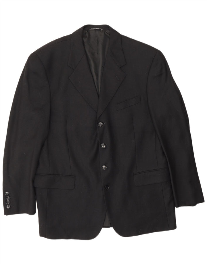 BIAGIOTTI Chaqueta tipo blazer de 4 botones para hombre IT 54 2XL Lana negra