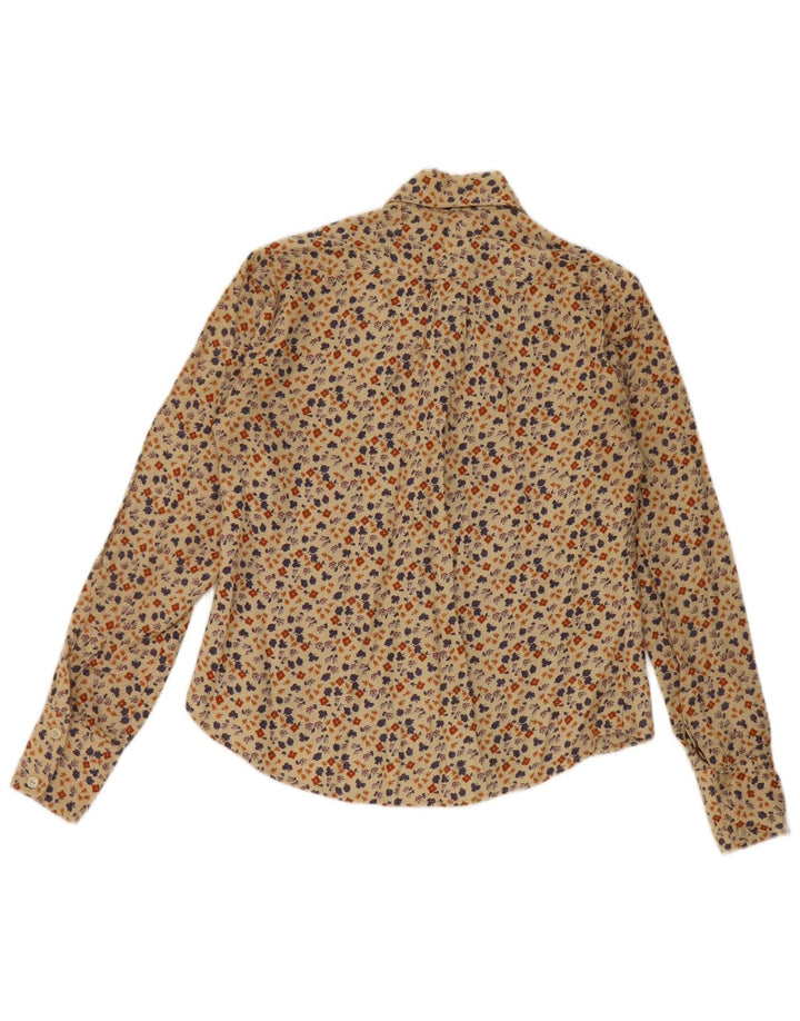 Vintage camisa de mujer Reino Unido 12 Medio Beige Floral