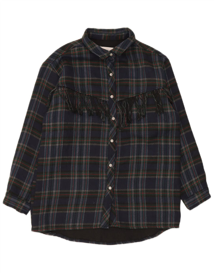Zara Camisa Sobrecamisa Franela Niño 13-14 Años Azul Marino Cuadros Poliéster