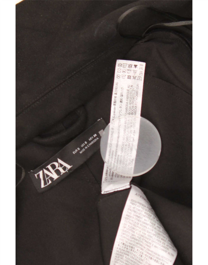 Zara Mujer Abrigo Abierto Extragrande Reino Unido 10 Pequeño Poliéster Negro Clásico