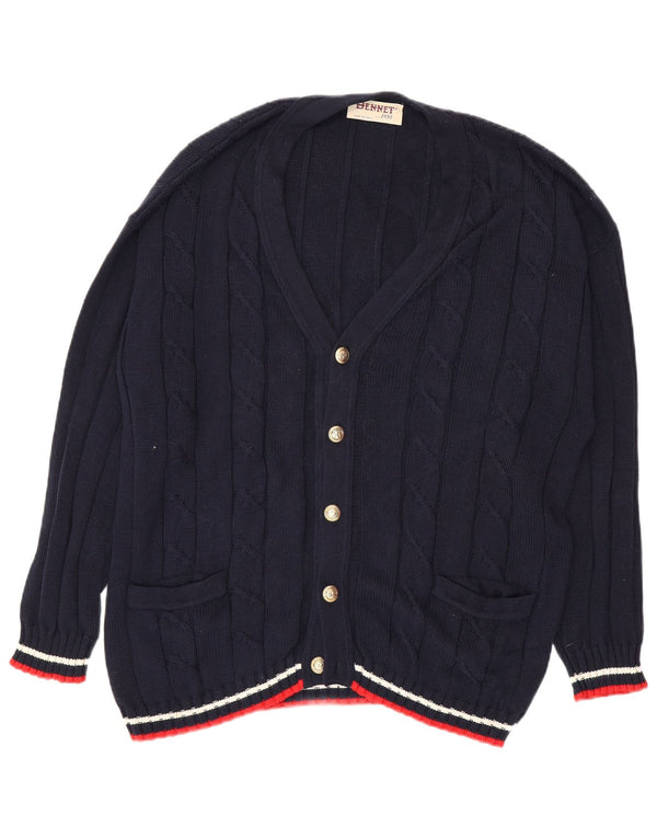 Bennett's Suéter tipo cárdigan para hombre IT 56 XL Algodón a rayas azul marino
