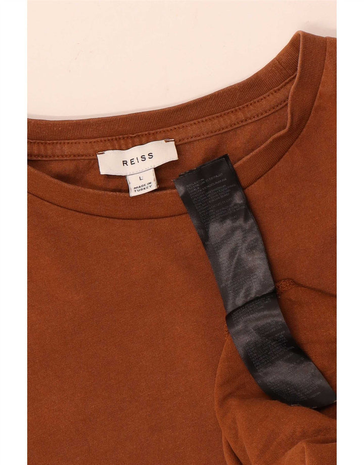 Camiseta Reiss Mujer Top Grande Marrón Algodón