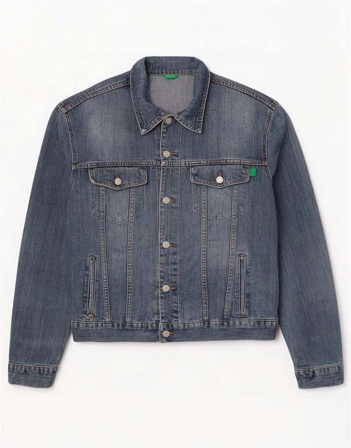Benetton Chaqueta Vaquera Hombre UK 40 Large Algodón Azul